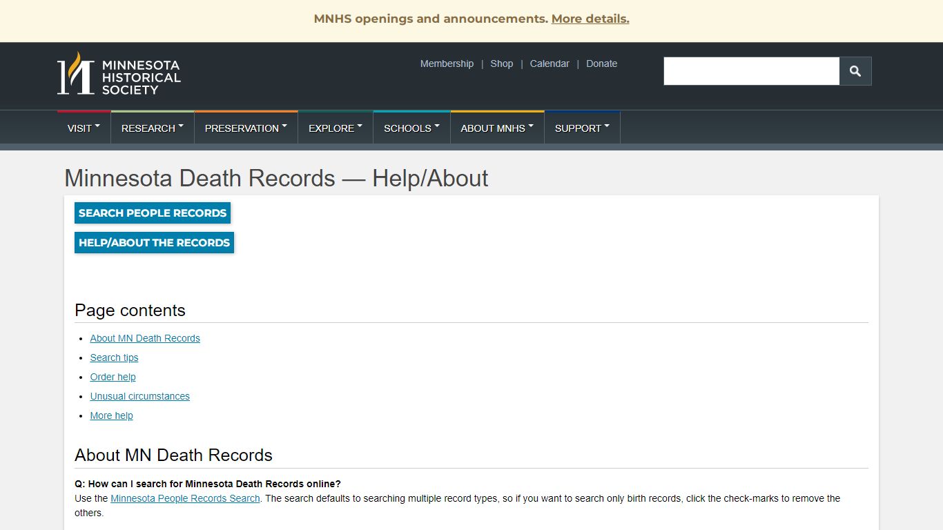 Minnesota Death Records — Help/About | Minnesota ...